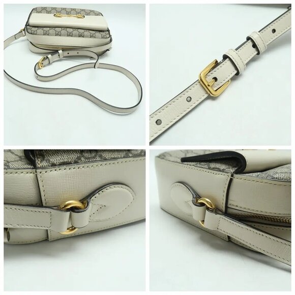 GUCCI Horsebit 1955 Brown Canvas Shoulder Bag 873-052825 - Picture 7 of 12